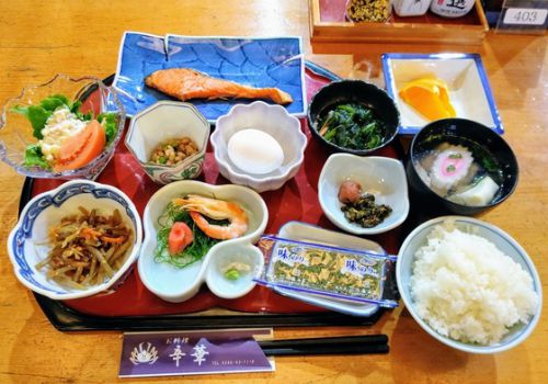いわき湯本温泉「鮮の宿  柏」(６) 朝食と、温泉  〔福島県いわき市〕